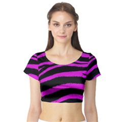 Pink Zebra Short Sleeve Crop Top (tight Fit)