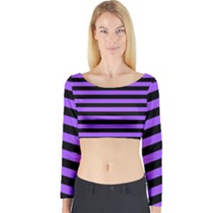 Purple Stripes Long Sleeve Crop Top