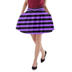 Purple Stripes A-line Pocket Skirt by ArtistRoseanneJones