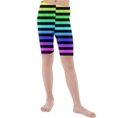 Rainbow Stripes Kid s Mid Length Swim Shorts by ArtistRoseanneJones