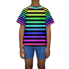 Rainbow Stripes Kid s Short Sleeve Swimwear