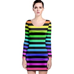 Rainbow Stripes Long Sleeve Bodycon Dress