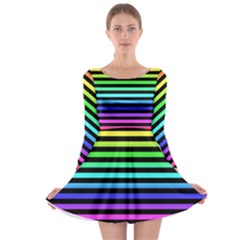 Rainbow Stripes Long Sleeve Skater Dress