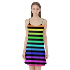 Rainbow Stripes Satin Night Slip by ArtistRoseanneJones