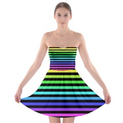 Rainbow Stripes Strapless Dresses by ArtistRoseanneJones