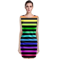 Rainbow Stripes Classic Sleeveless Midi Dress