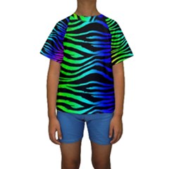 Rainbow Zebra Kid s Short Sleeve Swimwear