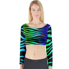 Rainbow Zebra Long Sleeve Crop Top