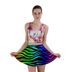 Rainbow Zebra Mini Skirt by ArtistRoseanneJones