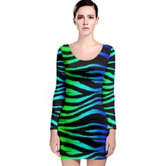 Rainbow Zebra Long Sleeve Bodycon Dress