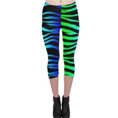 Rainbow Zebra Capri Leggings  by ArtistRoseanneJones