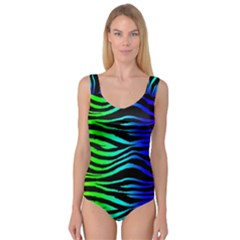 Rainbow Zebra Princess Tank Leotard  by ArtistRoseanneJones