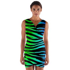 Rainbow Zebra Wrap Front Bodycon Dress