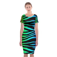 Rainbow Zebra Classic Short Sleeve Midi Dress