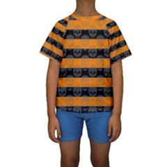 Deathrock Stripes Kid s Short Sleeve Swimwear