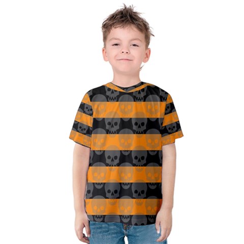 Deathrock Stripes Kid s Cotton Tee by ArtistRoseanneJones