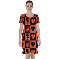 Goth Punk Checkers Short Sleeve Nightdress