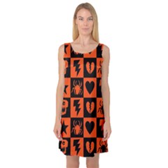 Goth Punk Checkers Sleeveless Satin Nightdress