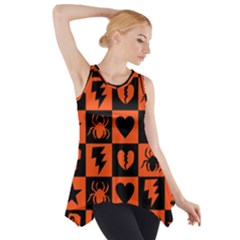 Goth Punk Checkers Side Drop Tank Tunic