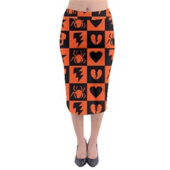 Goth Punk Checkers Midi Pencil Skirt