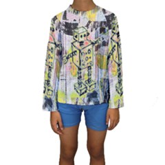 Graffiti Graphic Robot Kid s Long Sleeve Swimwear