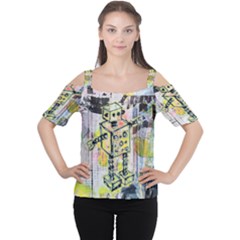 Graffiti Graphic Robot Women s Cutout Shoulder Tee