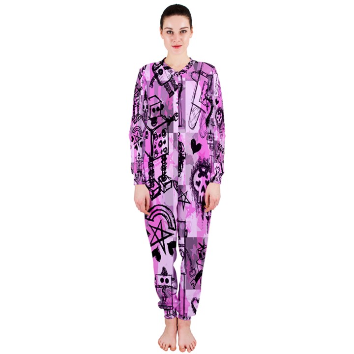 Pink Scene Kid Sketches OnePiece Jumpsuit (Ladies) 