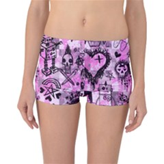 Pink Scene Kid Sketches Reversible Boyleg Bikini Bottoms by ArtistRoseanneJones