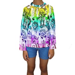 Rainbow Scene Kid Sketches Kid s Long Sleeve Swimwear by ArtistRoseanneJones