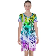 Rainbow Scene Kid Sketches Short Sleeve Nightdress