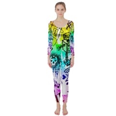 Rainbow Scene Kid Sketches Long Sleeve Catsuit