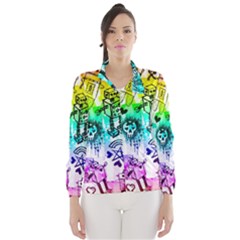 Rainbow Scene Kid Sketches Wind Breaker (women) by ArtistRoseanneJones