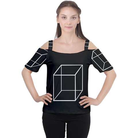 Simple Cube Women s Cutout Shoulder Tee by Valentinaart