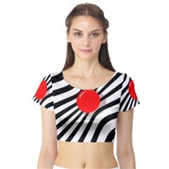 Abstract Red Ball Short Sleeve Crop Top (tight Fit)