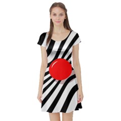 Abstract Red Ball Short Sleeve Skater Dress by Valentinaart