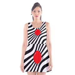 Abstract Red Ball Scoop Neck Skater Dress