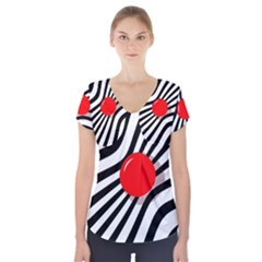 Abstract Red Ball Short Sleeve Front Detail Top by Valentinaart