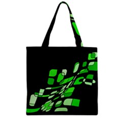 Green Decorative Abstraction Zipper Grocery Tote Bag by Valentinaart