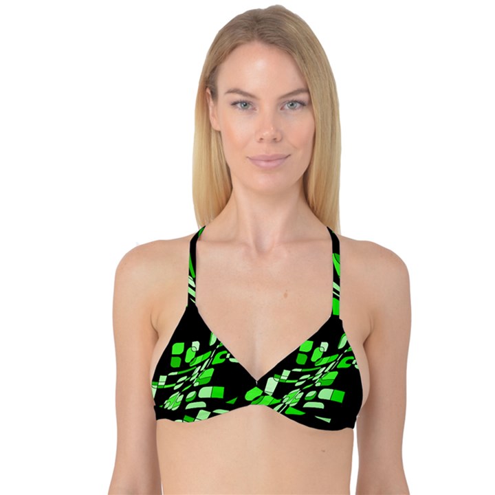 Green decorative abstraction Reversible Tri Bikini Top