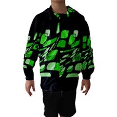 Green Decorative Abstraction Hooded Wind Breaker (kids)