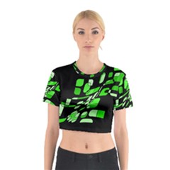 Green Decorative Abstraction Cotton Crop Top