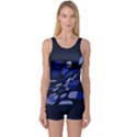 Blue abstraction One Piece Boyleg Swimsuit View1