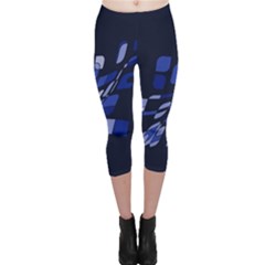 Blue Abstraction Capri Leggings  by Valentinaart