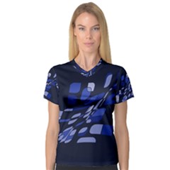 Blue Abstraction Women s V-neck Sport Mesh Tee