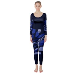 Blue Abstraction Long Sleeve Catsuit