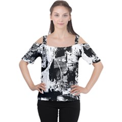 Grunge Skull Women s Cutout Shoulder Tee