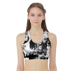 Grunge Skull Sports Bra With Border