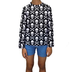 Skull And Crossbones Pattern Kid s Long Sleeve Swimwear