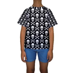 Skull And Crossbones Pattern Kid s Short Sleeve Swimwear