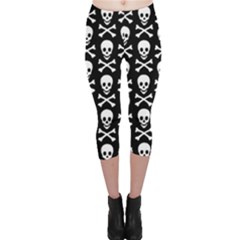 Skull And Crossbones Pattern Capri Leggings 